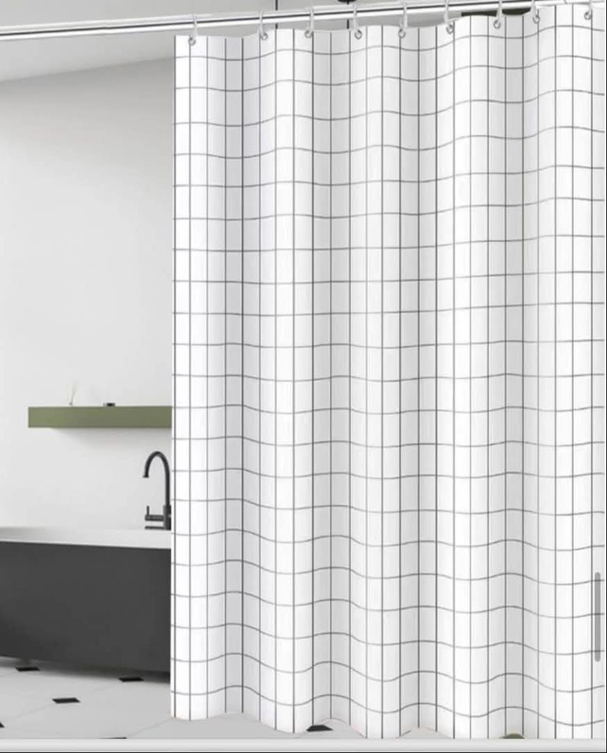 Waterproof Shower Curtain with Hooks PEVA Printed Bath Curtain Mould Resistant Easy Clean Shower Curtain for Bathroom and Bathtub