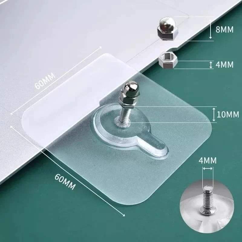 Adhesive Screw Hooks Pack of Ten No Drill Wall Screw Stickers Self Adhesive Mounting Studs for Shelves | Racks and Bathroom Accessories