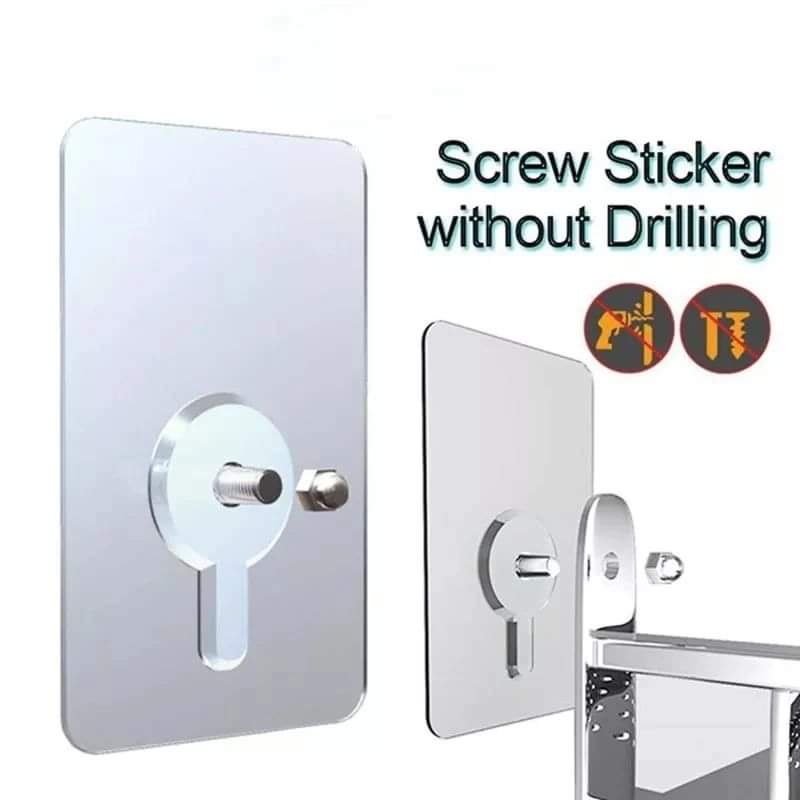 Adhesive Screw Hooks Pack of Ten No Drill Wall Screw Stickers Self Adhesive Mounting Studs for Shelves | Racks and Bathroom Accessories