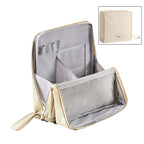Travel Makeup Bag with Compartments Structured Waterproof Cosmetic Organiser Bag with Brush Holder and Mesh Pockets for Travel and Vanity