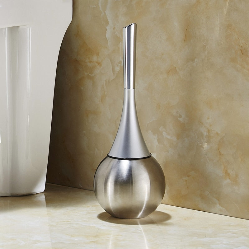 Toilet Brush and Holder Set Splash Proof Freestanding Toilet Brush with Removable Drip Tray Stainless Steel and ABS for Bathroom
