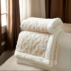 Sherpa Fleece Blanket Double Sided Cable Textured Flannel Throw with Fluffy Lining Warm Bed Blanket for Sofa | Bed and Armchair