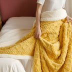 Sherpa Fleece Blanket Double Sided Cable Textured Flannel Throw with Fluffy Lining Warm Bed Blanket for Sofa | Bed and Armchair