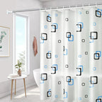 Waterproof Shower Curtain with Hooks PEVA Printed Bath Curtain Mould Resistant Easy Clean Shower Curtain for Bathroom and Bathtub