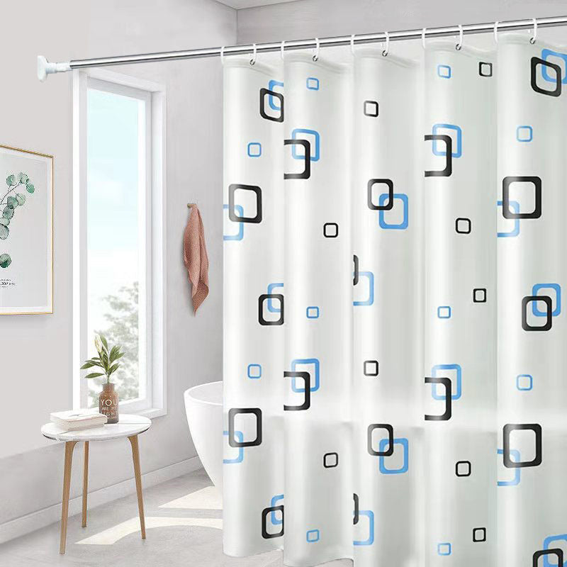 Waterproof Shower Curtain with Hooks PEVA Printed Bath Curtain Mould Resistant Easy Clean Shower Curtain for Bathroom and Bathtub