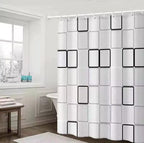 Waterproof Shower Curtain with Hooks PEVA Printed Bath Curtain Mould Resistant Easy Clean Shower Curtain for Bathroom and Bathtub