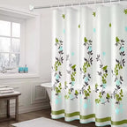 Waterproof Shower Curtain with Hooks PEVA Printed Bath Curtain Mould Resistant Easy Clean Shower Curtain for Bathroom and Bathtub