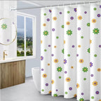 Waterproof Shower Curtain with Hooks PEVA Printed Bath Curtain Mould Resistant Easy Clean Shower Curtain for Bathroom and Bathtub