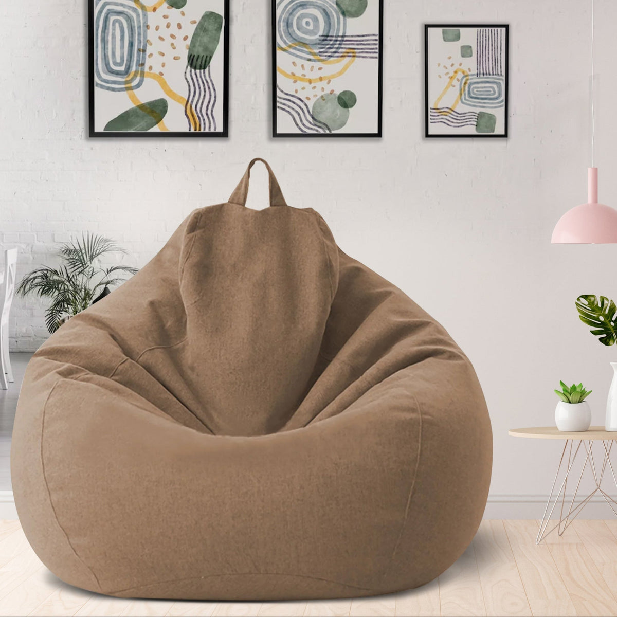 Bean Bag Chair Cover Linen Look Lazy Sofa Cover without Filling Removable Washable Teardrop Bean Bag Cover for Living Room | Bedroom and Playroom
