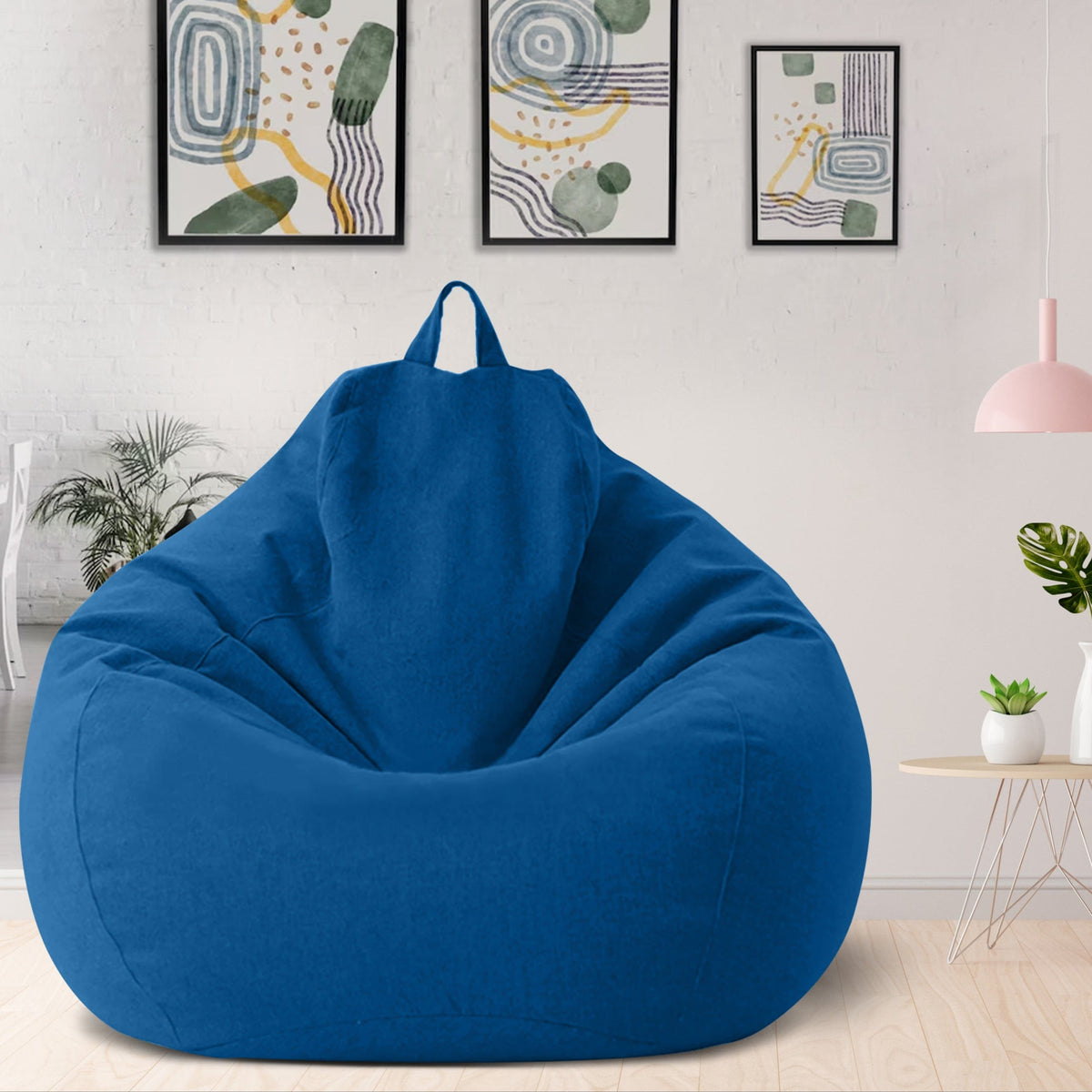 Bean Bag Chair Cover Linen Look Lazy Sofa Cover without Filling Removable Washable Teardrop Bean Bag Cover for Living Room | Bedroom and Playroom