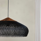 Bohemian Rattan Pendant Light With Woven Dome Shade