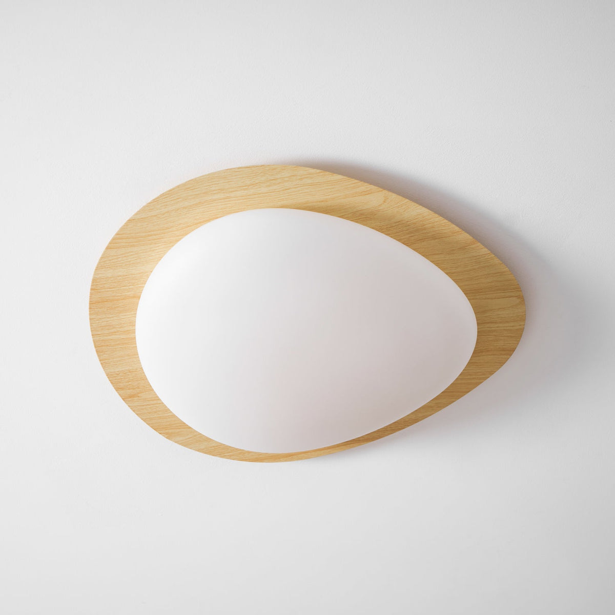 Pebble Round Flush Mount Ceiling Light With Wood-Trim Rim