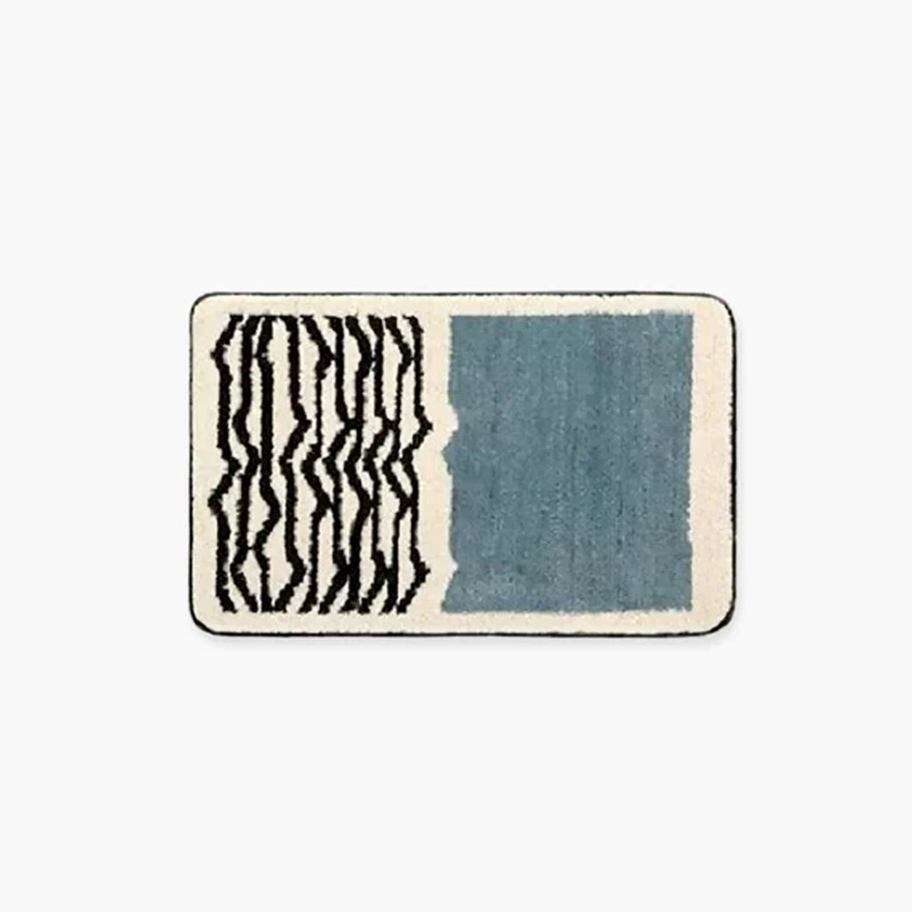 Abstract Bath Mat Tufted Non Slip Bathroom Rug Soft Absorbent Machine Washable Shower Mat with Colour Block Design for Bathroom and Bedroom