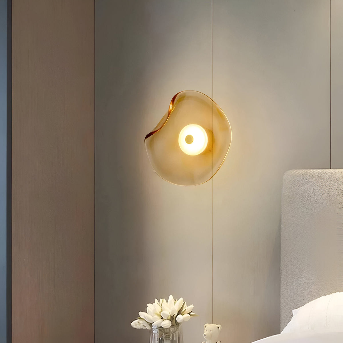 Nordic Curved Glass Wall Light LED Light With Sculpted Glass Shade