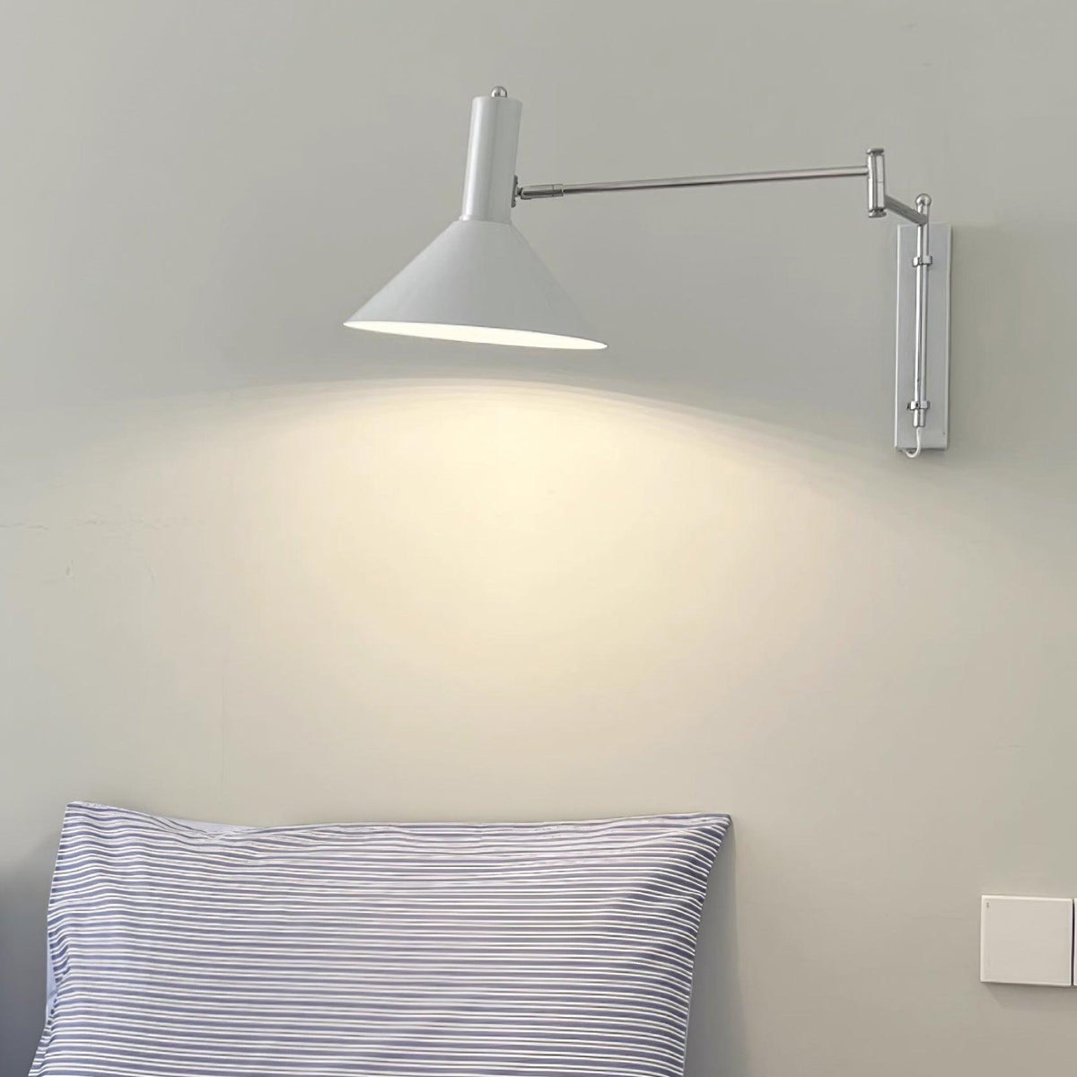 Adjustable Plug In Swing Arm Wall Light With Cone Shade