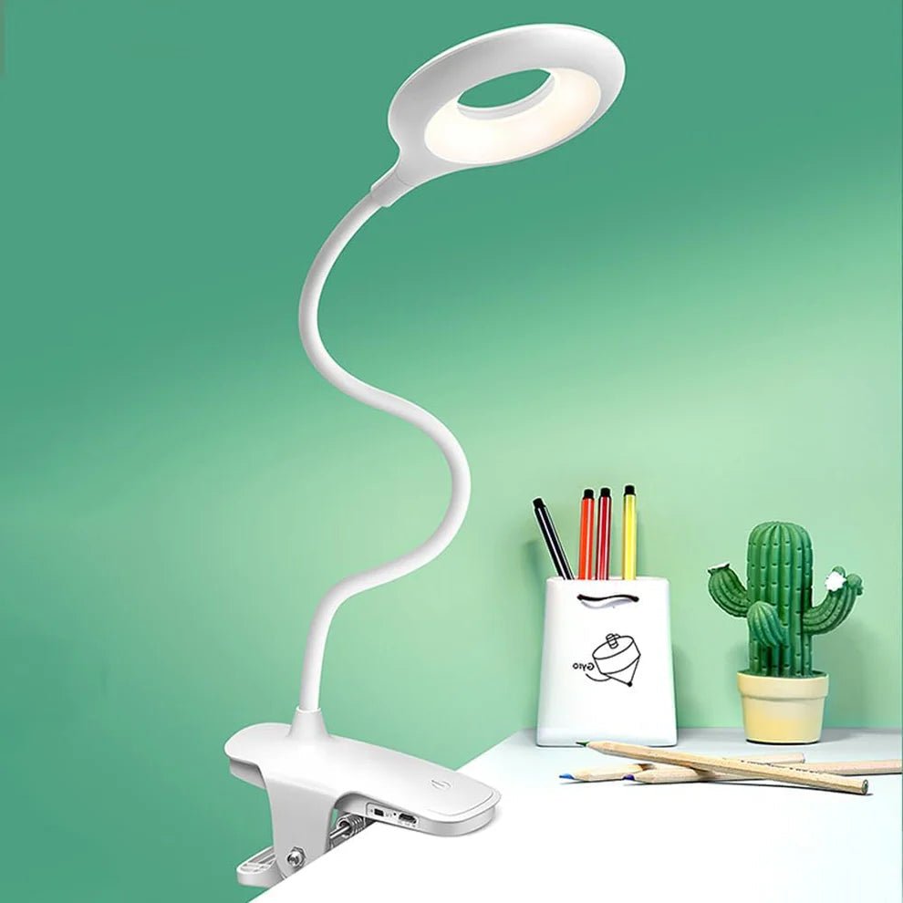 USB LED Reading Lamp Clip On Desk Lamp with Flexible Gooseneck and Dimmable Brightness for Bed | Desk and Bookshelf