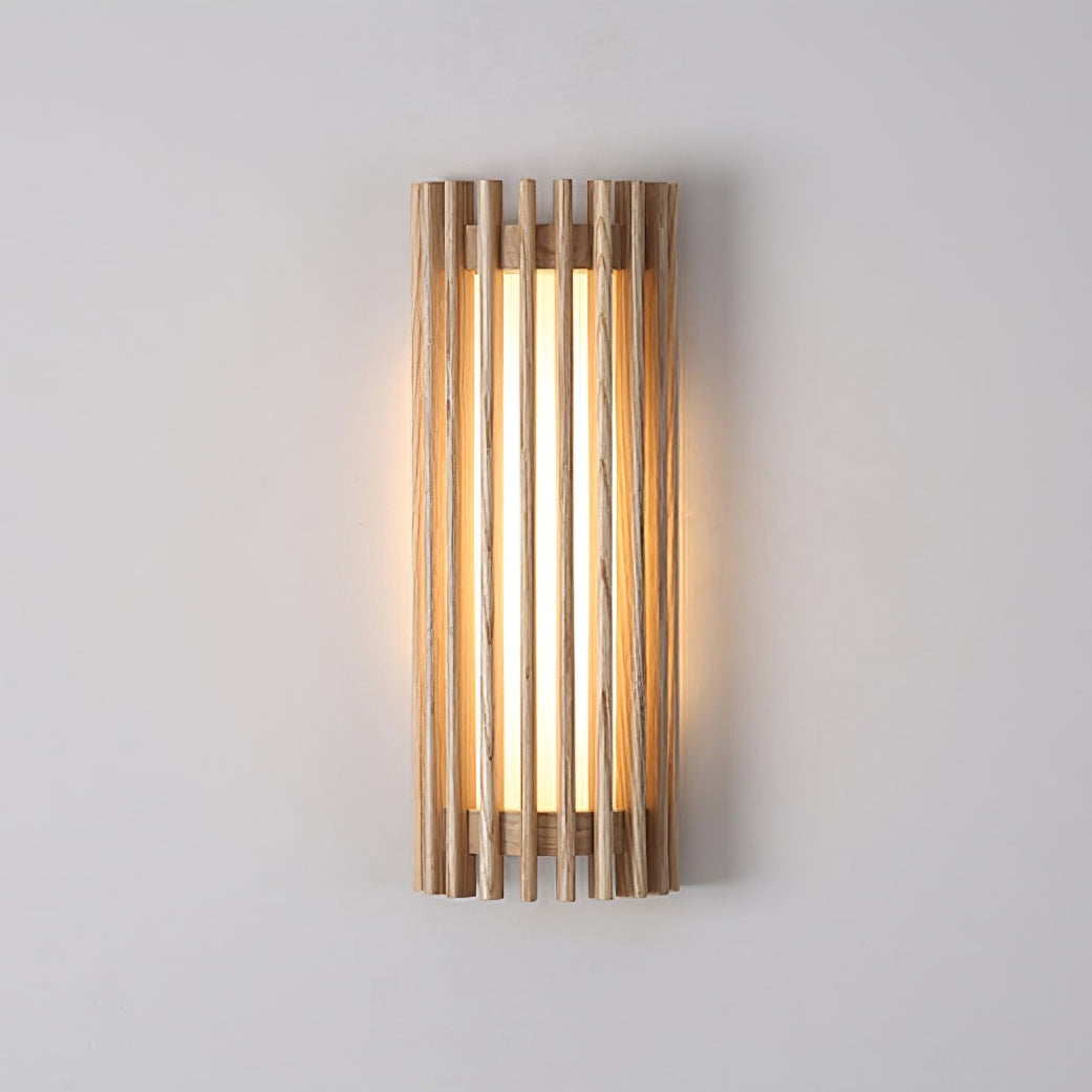 Walnut Slat Wall Light With Vertical Linear Diffuser