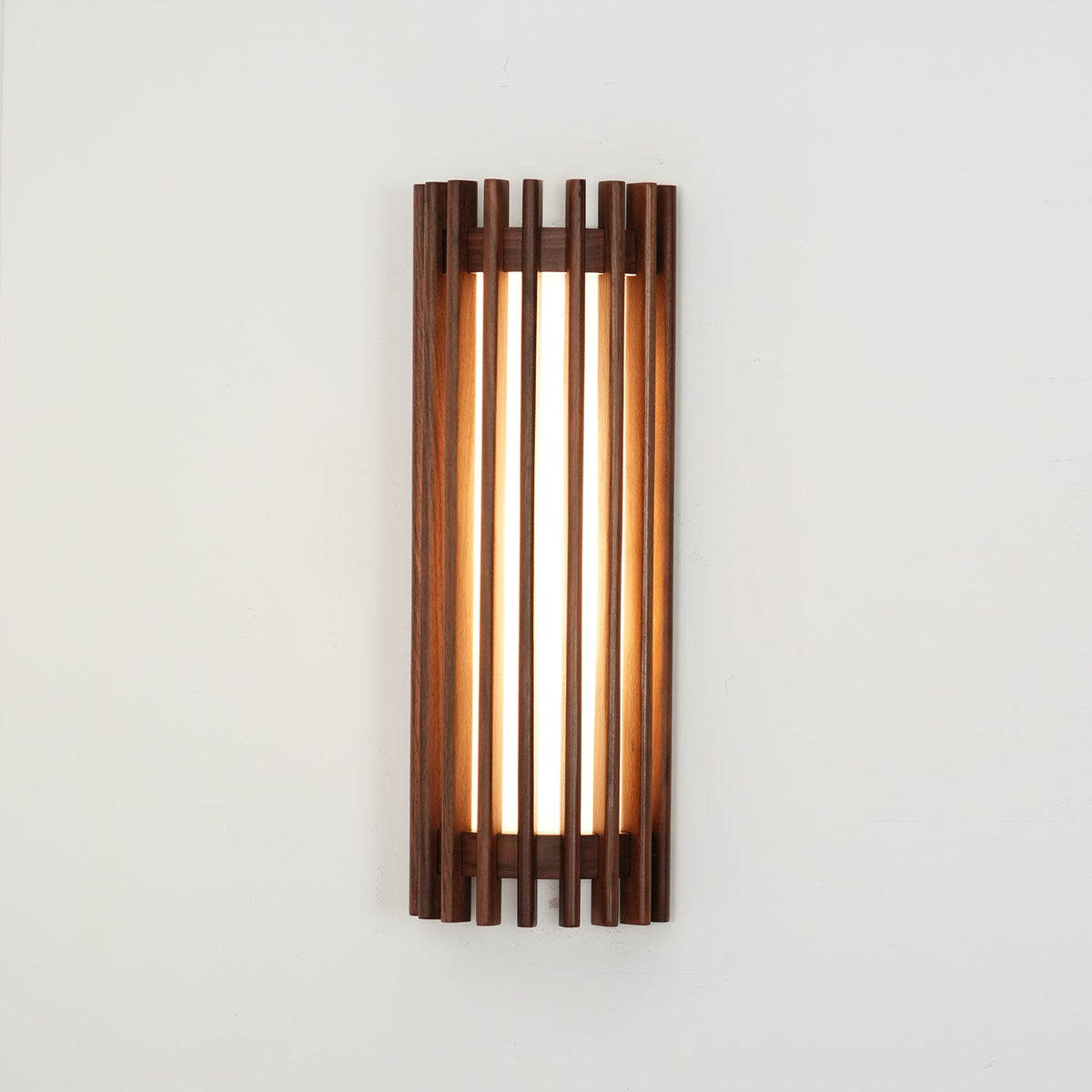 Walnut Slat Wall Light With Vertical Linear Diffuser