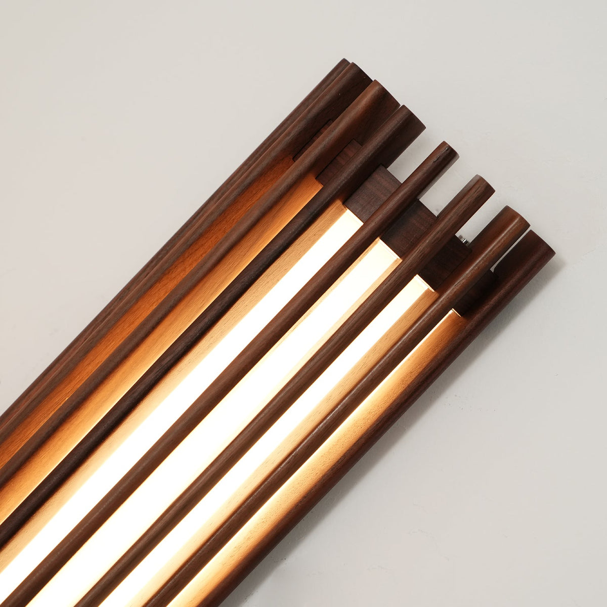 Walnut Slat Wall Light With Vertical Linear Diffuser