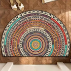Half Moon Doormat Boho Mandala Entrance Mat Non Slip Absorbent Thin Door Mat for Hallway | Porch and Bathroom