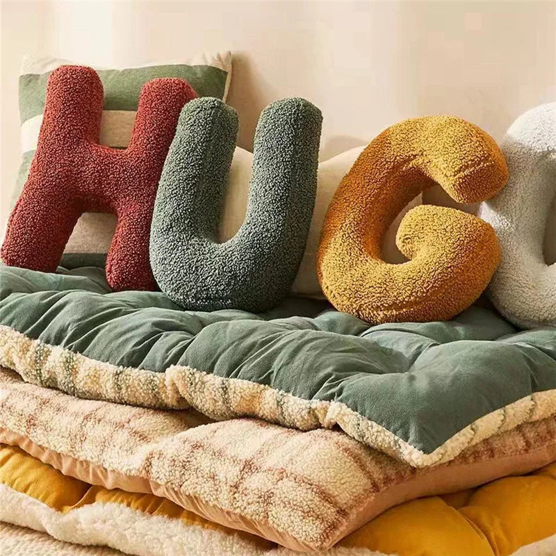 Alphabet Letter Cushion Soft Velvet Look Decorative Letter Pillow Personalised Initial Cushion for Sofa | Bed and Kids Room