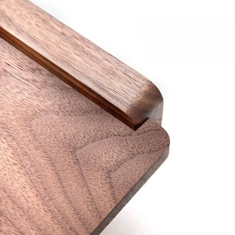 Walnut Toilet Roll Holder with Shelf Wall Mounted Solid Wood and Brass Tone Metal Toilet Paper Holder for Bathroom and Cloakroom