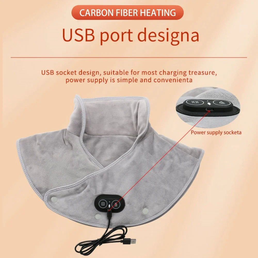 Heated Neck and Shoulder Wrap USB Powered Plush Heating Pad with Adjustable Heat Settings and Timer or Vibration for Neck | Shoulders and Back