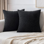Corduroy Cushion Cover Soft Ribbed Boho Throw Pillow Cover with Hidden Zip Textured Striped Pillowcase for Sofa | Bed and Armchair