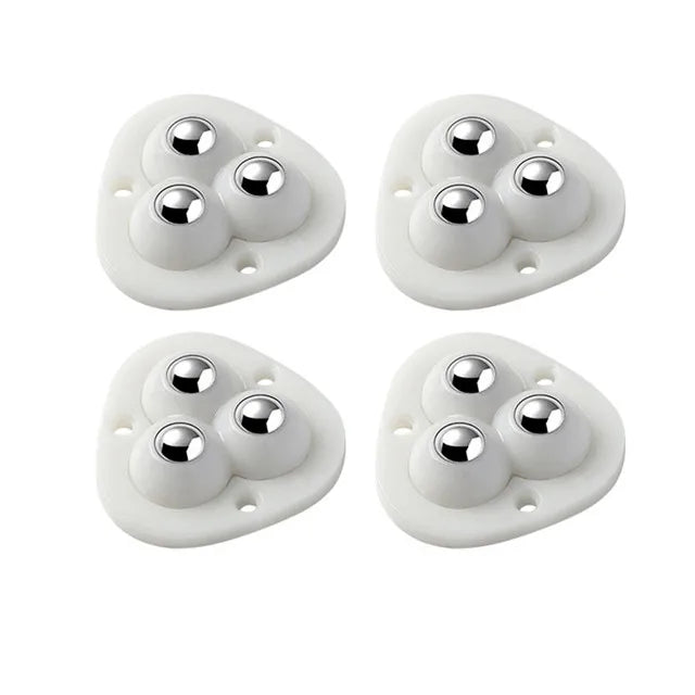 Self Adhesive Furniture Wheels Set of Four Swivel Ball Castors with Stainless Steel Balls Stick On Mini Casters for Cabinets | Storage Boxes and Bins