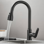Pull Out Kitchen Tap Single Lever Swivel Spout Kitchen Mixer Tap with Pull Down Spray Head and Flexible Hose for Kitchen Sinks