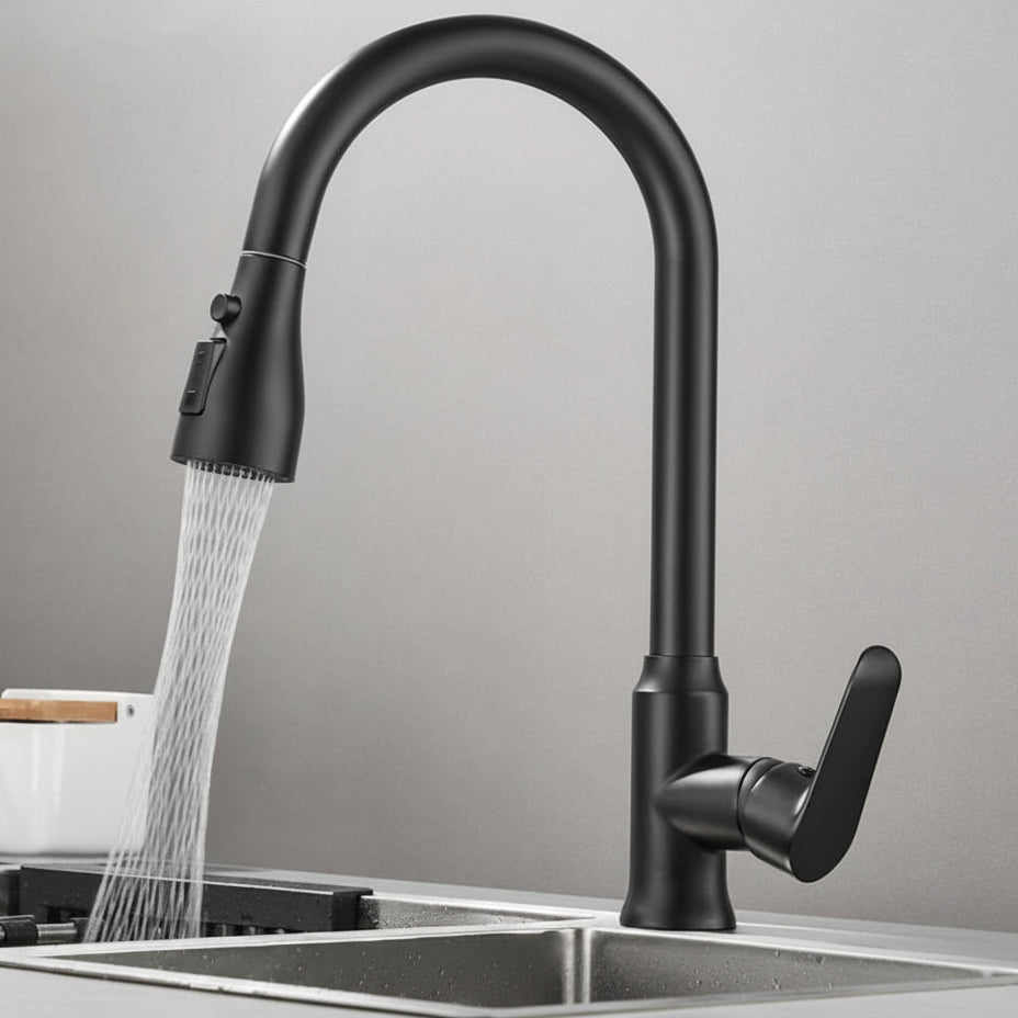 Pull Out Kitchen Tap Single Lever Swivel Spout Kitchen Mixer Tap with Pull Down Spray Head and Flexible Hose for Kitchen Sinks