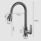 Pull Out Kitchen Tap Single Lever Swivel Spout Kitchen Mixer Tap with Pull Down Spray Head and Flexible Hose for Kitchen Sinks