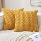 Corduroy Cushion Cover Soft Ribbed Boho Throw Pillow Cover with Hidden Zip Textured Striped Pillowcase for Sofa | Bed and Armchair