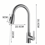 Pull Out Kitchen Tap Single Lever Swivel Spout Kitchen Mixer Tap with Pull Down Spray Head and Flexible Hose for Kitchen Sinks