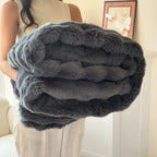 Faux Fur Throw Blanket Double Layer Extra Thick Rabbit Fur Effect Fluffy Blanket for Sofa | Bed and Armchair