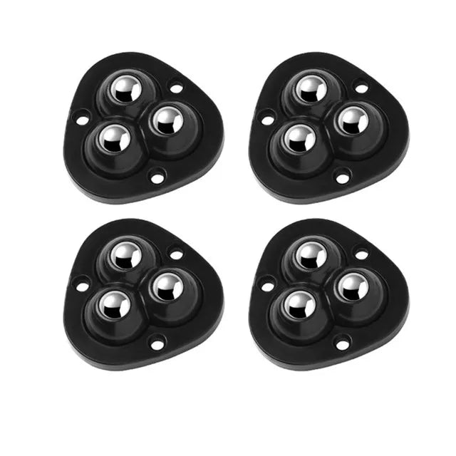Self Adhesive Furniture Wheels Set of Four Swivel Ball Castors with Stainless Steel Balls Stick On Mini Casters for Cabinets | Storage Boxes and Bins