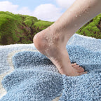 Coastal Bath Mat Soft Microfibre Bathroom Rug with Beach Wave Design Absorbent Non Slip Machine Washable Mat for Bathroom and Shower
