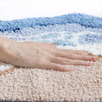 Coastal Bath Mat Soft Microfibre Bathroom Rug with Beach Wave Design Absorbent Non Slip Machine Washable Mat for Bathroom and Shower