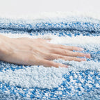 Coastal Bath Mat Soft Microfibre Bathroom Rug with Beach Wave Design Absorbent Non Slip Machine Washable Mat for Bathroom and Shower
