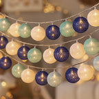 Cotton Ball String Lights LED Fairy Lights with Woven Cotton Balls Battery or USB Powered Garland Lights for Bedroom | Living Room | Nursery and Party