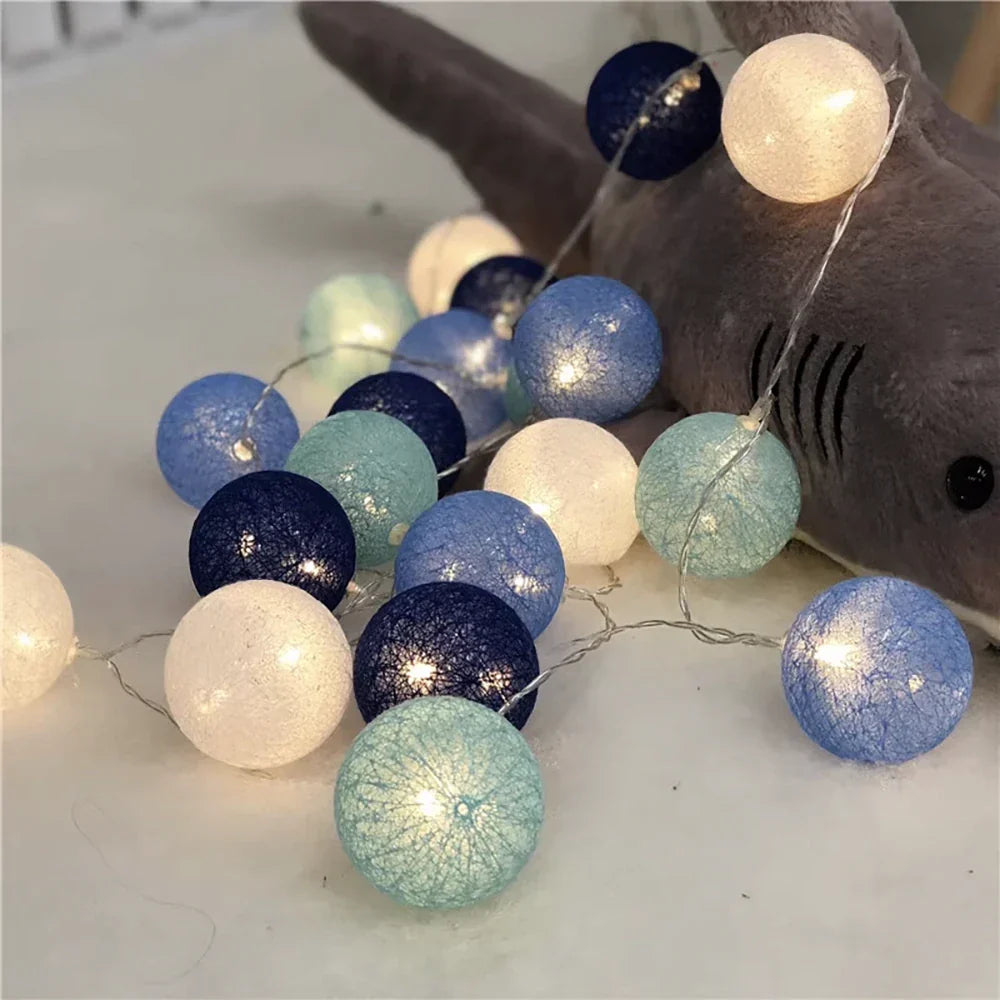 Cotton Ball String Lights LED Fairy Lights with Woven Cotton Balls Battery or USB Powered Garland Lights for Bedroom | Living Room | Nursery and Party