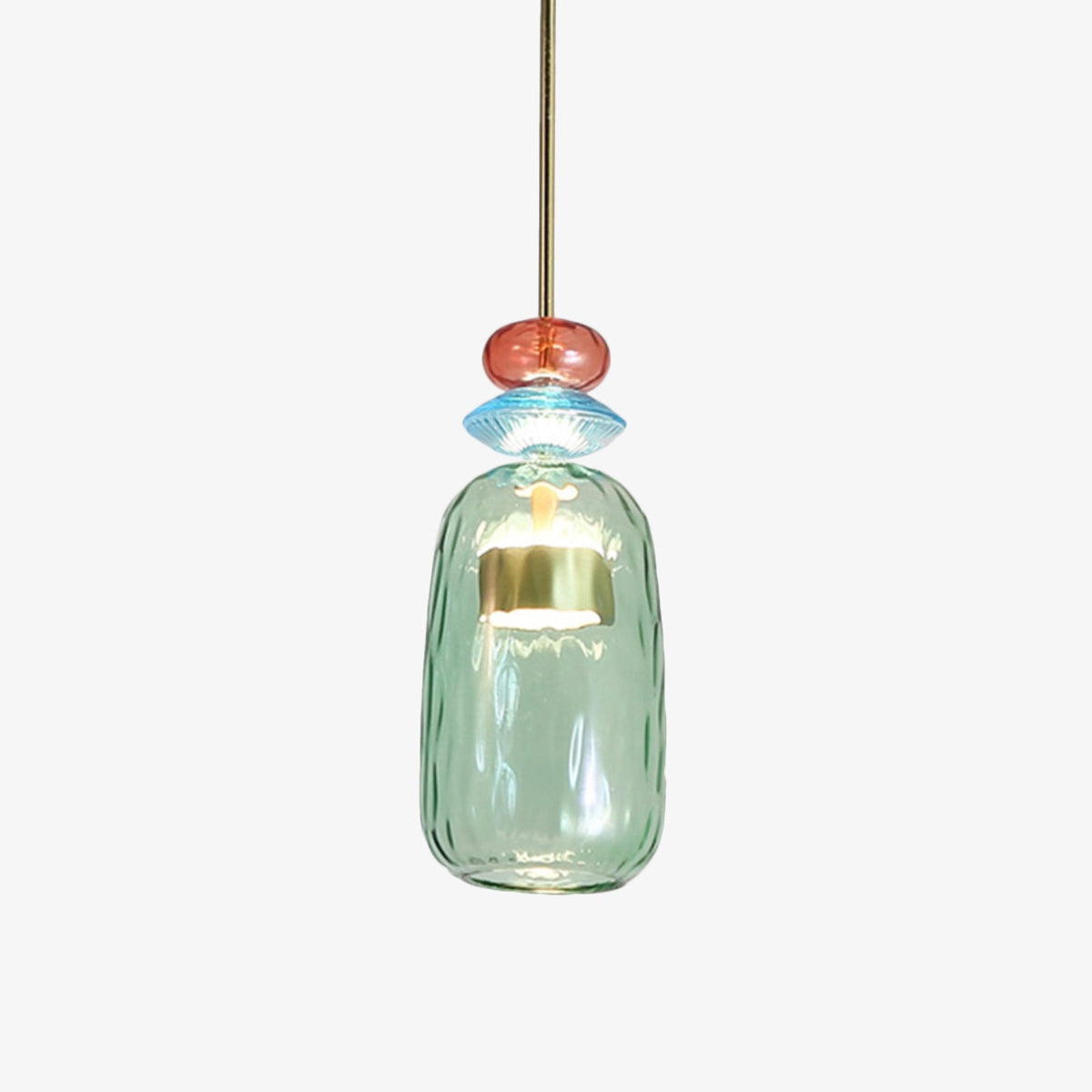 Coloured Glass Multi Pendant Lights With LED Light