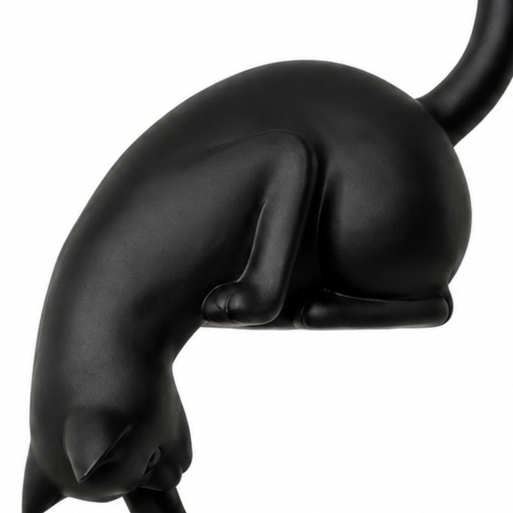 Cat Shelf Sitter Figurine with Hanging LED Lantern Battery Operated Bookshelf Decor Night Light Sculpture for Shelf Edges | Bedroom and Living Room