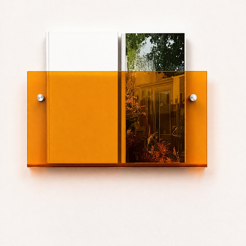 Acrylic Wall Shelf Floating Magazine Rack Wall Mounted Book Display Organiser with Screw or Adhesive Fixing for Living Room | Bedroom and Office