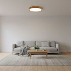 Minimalist Wood Flush Mount Ceiling Light With Round Shade