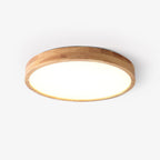 Minimalist Wood Flush Mount Ceiling Light With Round Shade
