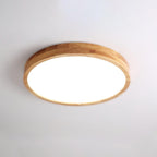 Minimalist Wood Flush Mount Ceiling Light With Round Shade