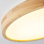 Minimalist Wood Flush Mount Ceiling Light With Round Shade