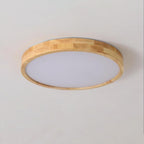 Minimalist Wood Flush Mount Ceiling Light With Round Shade