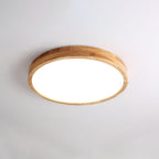 Minimalist Wood Flush Mount Ceiling Light With Round Shade